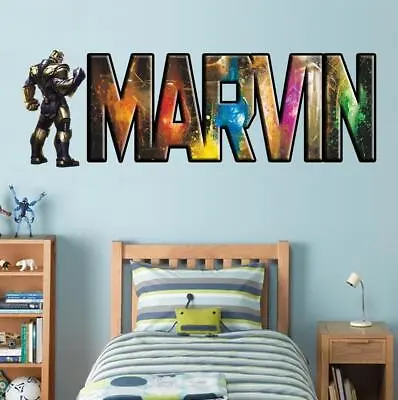 Thanos PERSONALIZED NAME Decal WALL STICKER Decor Marvel Avengers Bedroom WP210 • £11.96