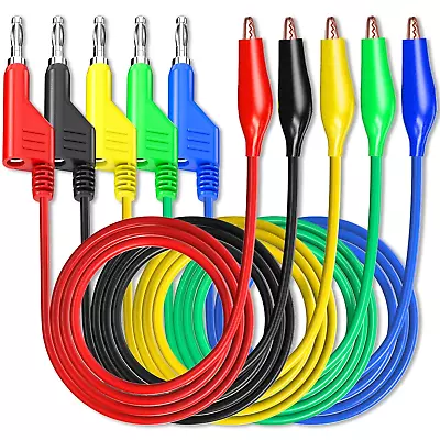 Goupchn Stackabe Banana Plug To Alligator Clips Test Leads 5 Colors Soft • $14.70