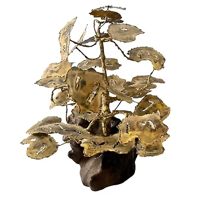 Mid Century Vintage Brass Tree Of Life Brutalist  Burl Wood Sculpture Ken Moore • $25