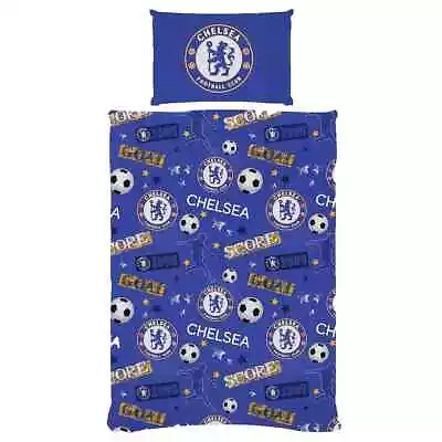£23.99 • Buy CHELSEA FC STRIKE Football SINGLE DUVET SET Quilt Bedding Set 