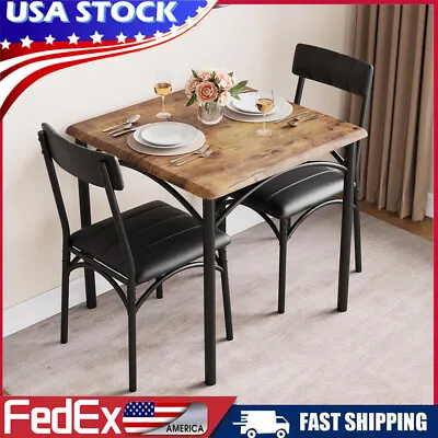 3 PCS Dining Set Table And 2 Upholstered Chairs Wood Top For Small Space Kitchen • $109.99