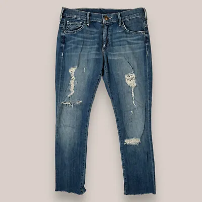 True Religion Boyfriend Slim Distressed Audrey Blue Denim Jeans Women’s Size 24 • $38.85