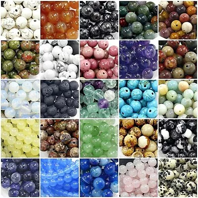 Gemstone Smooth Round Loose Bead 4mm 100pcs 6mm 8mm 10mm 12mm 40pcs High Quality • $4.99