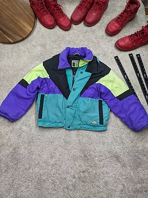 Vintage 90s Pacific Trail Bright Neon Ski Jacket Youth 12 Medium Water Resist • $26.37