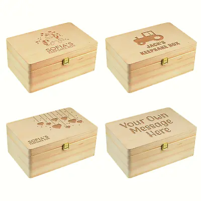 Wooden Engraved Personalised Wedding/Baby/Keepsake Memory Box Ply Chest Crate • £24.99