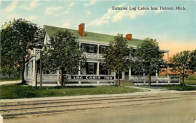 C1910 Exterior View Of Log Cabin Inn Detroit Michigan Postcard • $9.99