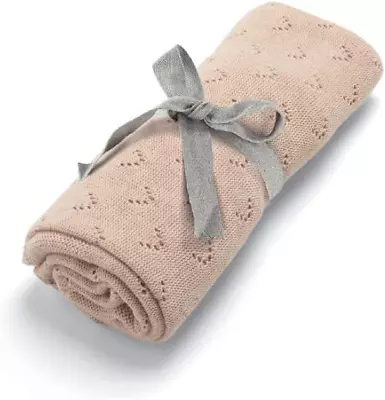 Mamas & Papas Nursery Small Knitted Blanket - Pink Pointelle 90x70cm • £37.63