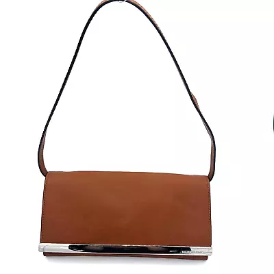 Michael Kors Tilda Embossed Brown Leather Clutch Shoulder Bag • $24.85