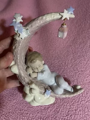 RETIRED LLADRO Heavenly Slumber #6479 Baby Boy On The Moon Figurine 1997 • $135