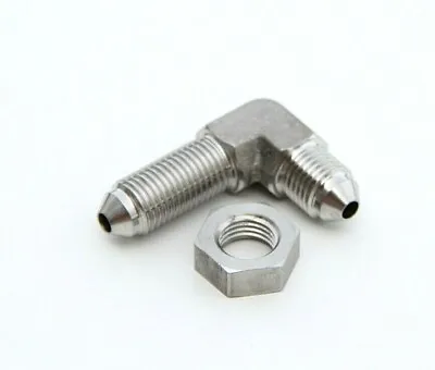 90 Degree - 3 AN Stainless Steel Male Bulkhead Brake Hose Fittings With S.S Nut • $21.99