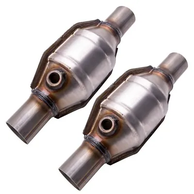 2  Inlet/Outlet Universal Exhaust Catalytic Converters W/ Heat Shield 53004 New • $67.95