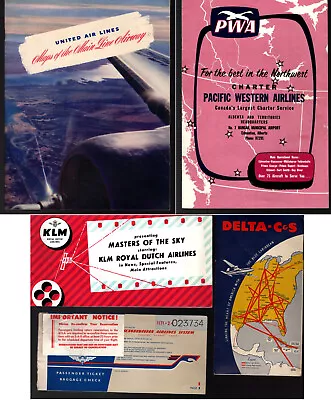 Vintage Airline Ephemera UNITED PWA DELTA KLM SCANDINAVIAN • $9.99