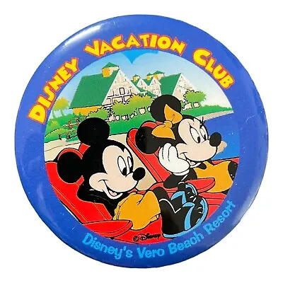 Disney Vacation Club Vero Beach Resort Mickey Minnie Vintage Pin Button WDW • $8.99