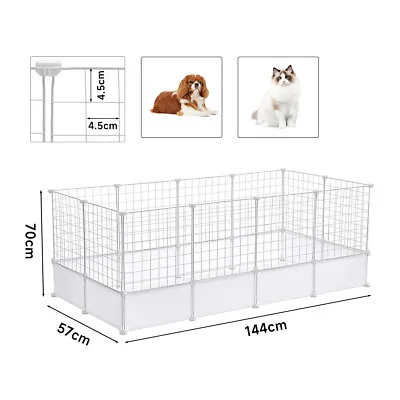 24 Panels DIY Pet Fence Puppy Pen Crate Cage Dog Rabbit Playpen Metal Enclosure • £17.94