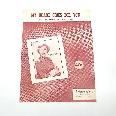 Vintage Sheet Music 1950 My Heart Cries For You Piano Vocal Ukulele Dinah Shore • $15