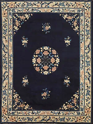Antique Navy Blue Peking Chinese Area Rug 7x9 Wool Hand-made Living Room Carpet • $1332