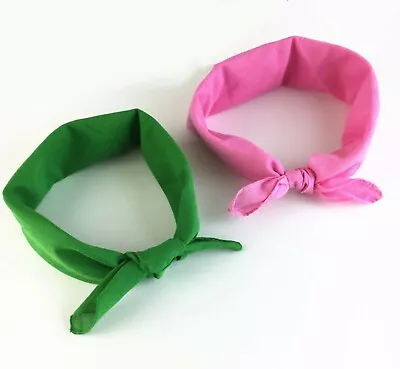 Women Men Hip Hop Cotton Plain Bright Color Bandana Hair Headband Wrap Scarf • $6.50