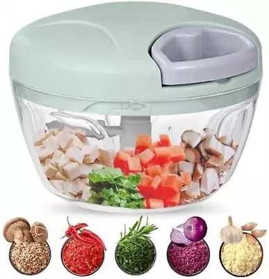 Powerful Manual Food Processor - Easy Pull Food Chopper - Vegetable Slicer And D • $49.06