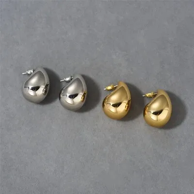 $17.99 • Buy 18k Gold Plated 925 Sterling Silver Chunky Teardrop Droplet Earrings Stunning