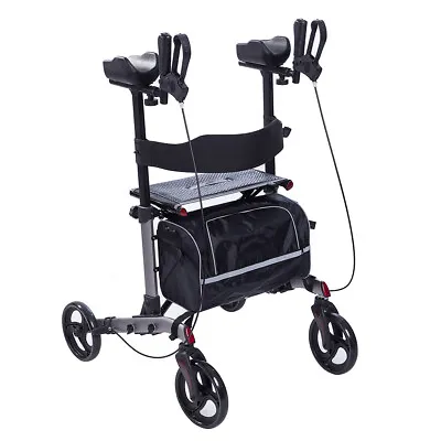 $85.49 • Buy ELENKER Walker Upright Rollator Walker Medical Aid Seat Back 4 Wheel LightWeight