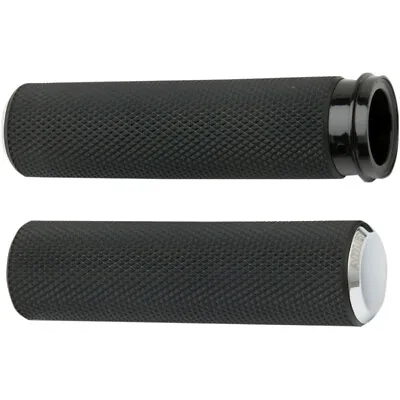 Arlen Ness Fusion Chrome Knurled Hand Grips Harley Dual Cable Throttle Models • $58.46