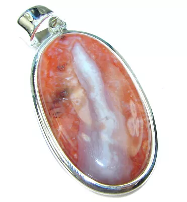 38.5 CARAT Natural  Mexican Fire Opal .925 Sterling Silver Handmade Pendant • $59.32
