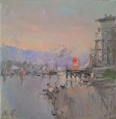 Impressionist Oil Painting Canvas By ROBERT E LEACH Tower Bridge  8  X 8   Zx • £225
