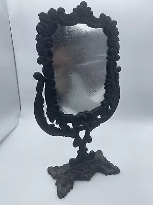 Vintage  Antique  Ornate  Heavy Cast Iron Vanity  Table Dresser  Mirror Iron Art • $69.99