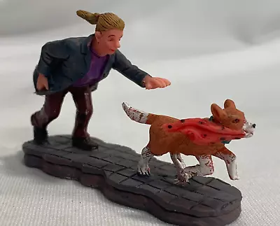 *LEMAX* Girl Chasing Dog With Scarf In Mouth - Figurine VILLAGE - RARE - PERFECT • $12.99