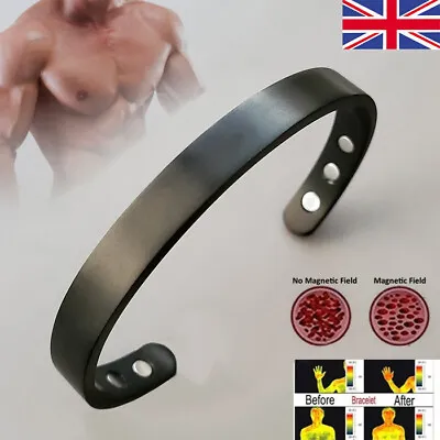  Mens Womens Black Copper Magnetic Bracelet Bio Arthritis Pain Relief Cuff Gift  • £5.29