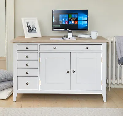 £699.99 • Buy Hideaway PC Desk Grey Office Workstation Study Solid Wood Limed Oak Mi Signature