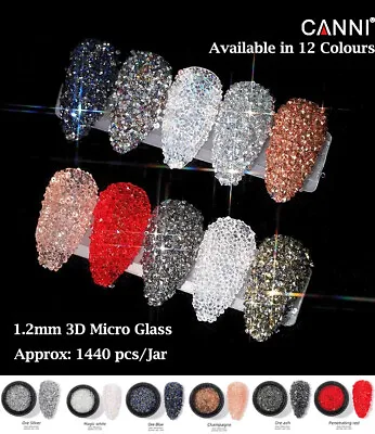 CANNI® AB Nail Rhinestone Crystal 1.2mm 3D Micro Glass Mini Gems Nail Art  • £2.99