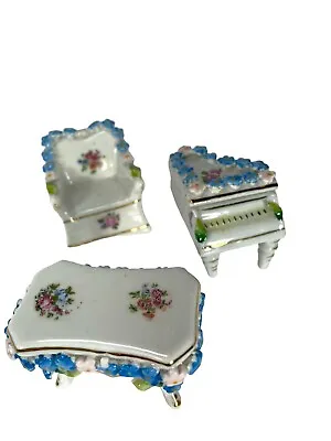 Elfinware Miniature Porcelain Chair Table Piano Germany • $9.50
