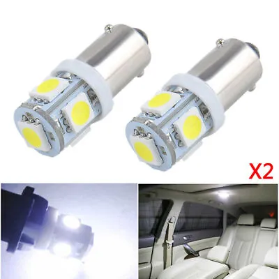 2× BA9S 5050 5 SMD 6000K White LED For Car Interior Dome Map Light Bulbs Lamp • $6.49