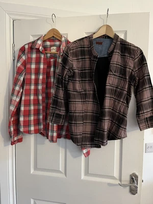 £4.99 • Buy Bundle X2 Check Shirts Size L (small Sizing) Levi Lilac And Hollister Red