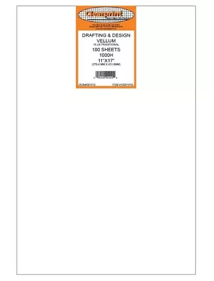 New 100 Sheet Pack Clearprint 10201516 Drafting & Design Vellum 1000H 11 X17  • $58.98