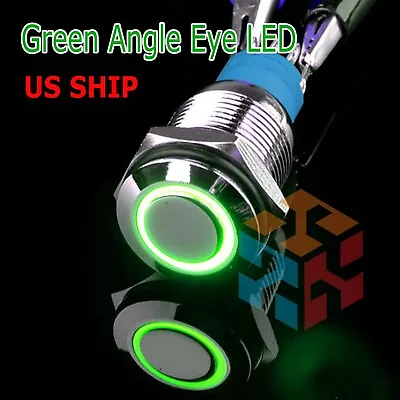 Durable 12V Led 16mm Car Momentary Push Button Green Angel Eye Metal  Switch  • $5.95