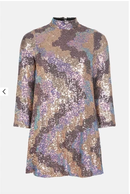 COAST 70s Vintage-style Sequin High Neck Shift Dress Christmas 8 RRP £149 • £25