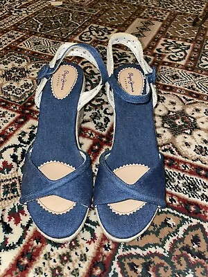 £10.99 • Buy Peppe Jeans Denim Wedges Size 6