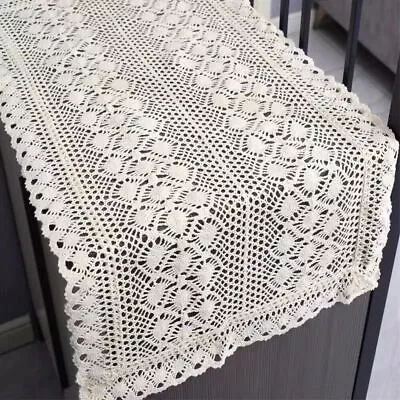 Vintage Cotton Handmade Crochet Lace Table Runner Doily Mats Wedding Party Decor • $39.59