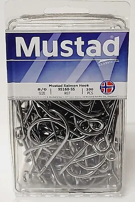 Mustad 95160-SS-8/0-100 Stainless Steel 3X Strong Closed Eye Siwash Hook • $84.79