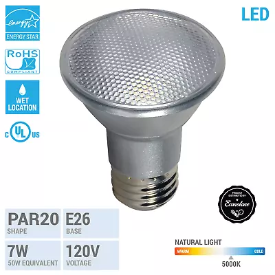 Satco S9409 7PAR20/LED/40'/5000K/120V/D - 7W PAR20 - 50K Daylight - Dimmable • $8.25