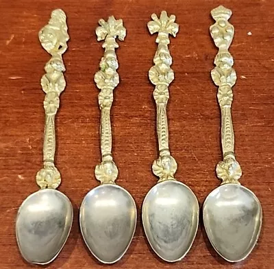 4 Antique Florence Italy Marzocco Lion Symbol Of Florence Demitasse Spoons 4  In • $25