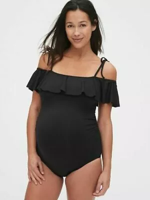 Gap Women's Maternity Black Ruffle Off Shoulder One Piece Swim NWT Various Sizes • $17.99