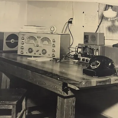 Vintage Sepia Photo Desk Radio Receiver Telephone Speakers Lamp Chair • $10.04