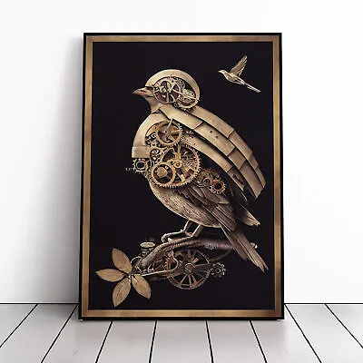 Steampunk Bird Canvas Wall Art Print Framed Picture Dining Room Living Room • $31.52