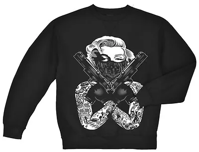 Marilyn Monroe Sweatshirt Sweater Sweat Shirt Gangster Guns Tattoos Urban Design • $25.99