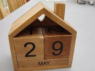 £8 • Buy Vintage Wooden Block Perpetual Calendar Fun House Shaped. Estate Agents? H A's? 