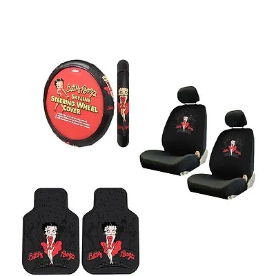 $100.34 • Buy 7PC Betty Boop Red Dress SkyLine Seat Covers Steering Wheel Cover Floor Mats Set