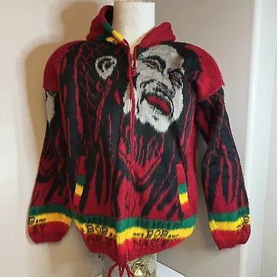 BOB MARLEY Hoody Artesanias Tahuantinsuy Knit Wool Sweater Shaggy Zip-up Men's M • $43.90